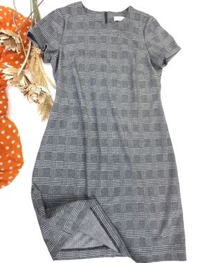 Calvin Klein Grey Plaid Short Sleeve Women’s Dress Sz 8